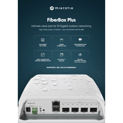 MikroTik FiberBox Plus | Outdoor 10G Switch with 4 SFP+ Ports & IP66