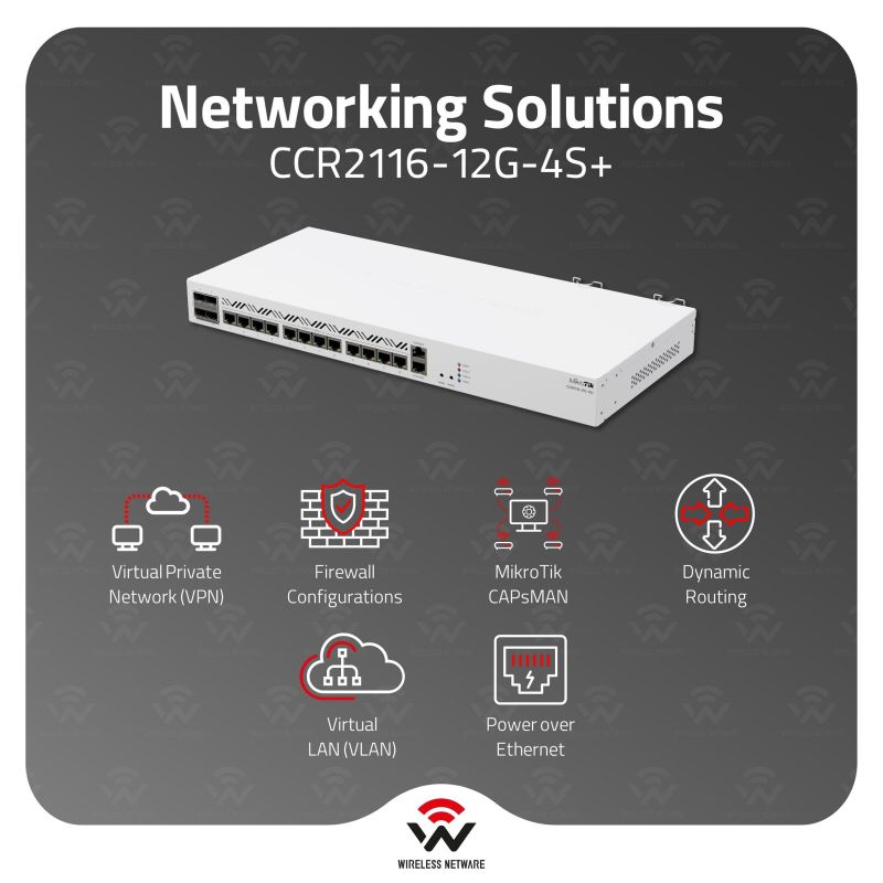 16 Way Router MikroTik CCR2116-12G-4S+ 16-Core 10G ISP Edge Router