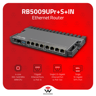 MikroTik RB5009UPr+S+IN | PoE-in/PoE-out Router with 10G SFP+ and 2.5G