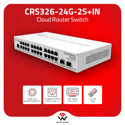 MikroTik CRS326-24G-2S+IN | Compact Switch with 24 Gigabit Ports & 10G