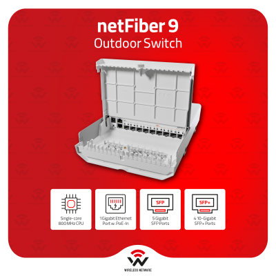 MikroTik netFiber 9 | Outdoor 10G Switch with 4 SFP+ and PoE-in