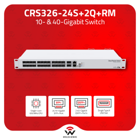 CRS326-24S+2Q+RM MikroTik CRS326-24S+2Q+RM | 24 SFP+ & 2 QSFP+ Rackmount Switch