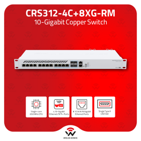 CRS312-4C+8XG-RM MikroTik CRS312-4C+8XG-RM | 10G Switch with RJ45 & SFP+ Ports
