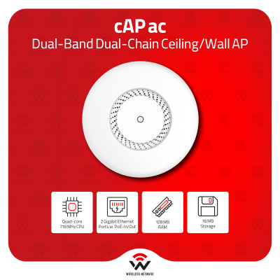 MikroTik cAP ac Dual Band 2.4/5GHz AC1200 Ceiling Wall Mount AP