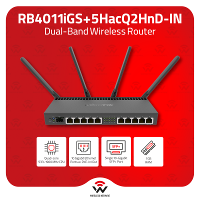 MikroTik RB4011 10-Port Gigabit Router 5GHz 802.11ac Dual Band SFP+