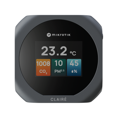 MikroTik CLAIRÉ Air Quality Monitor – CO₂, PM2.5, VOC, Matter
